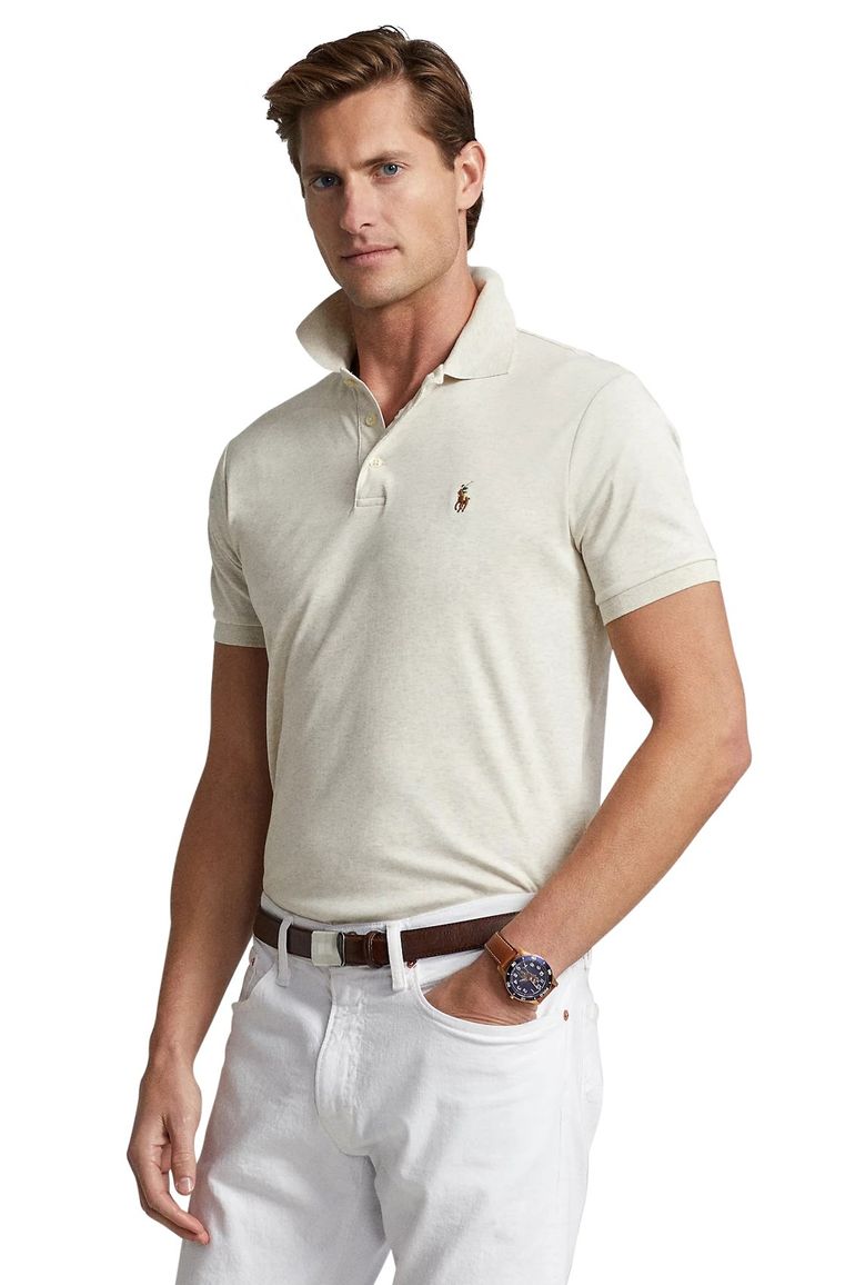 poloshirt korte mouw beige Polo Ralph Lauren Custom Slim Fit