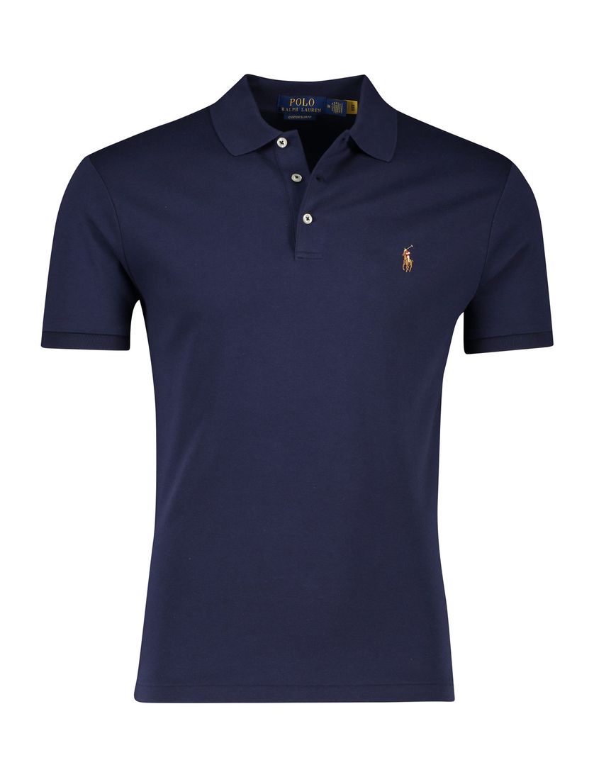 Polo Ralph Lauren polo donkerblauw custom slim fit 3-knoops katoen