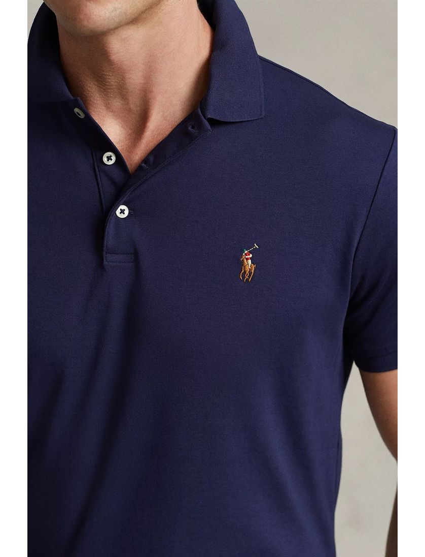 Polo Ralph Lauren polo donkerblauw custom slim fit 3-knoops katoen