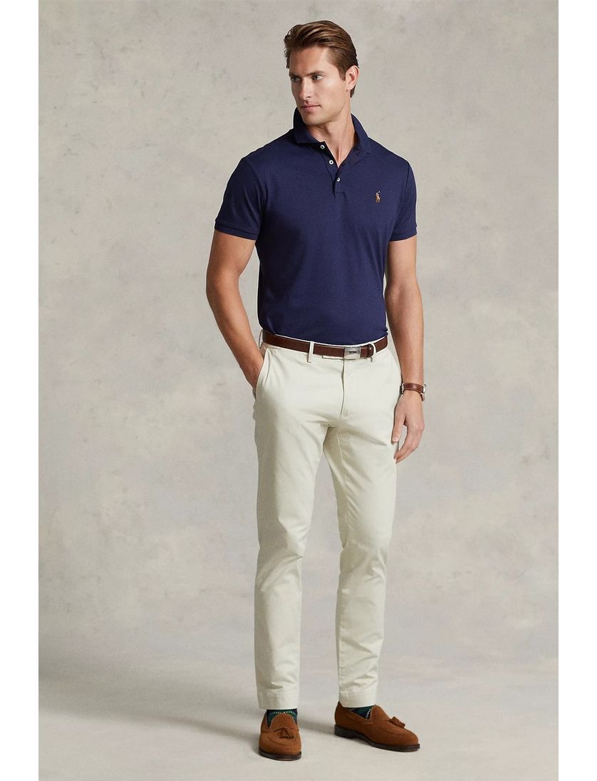 Polo Ralph Lauren polo donkerblauw custom slim fit 3-knoops katoen