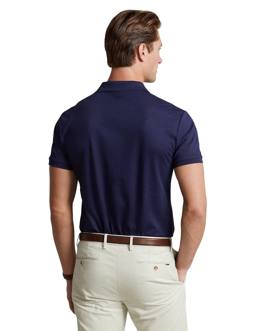 Polo Ralph Lauren polo donkerblauw custom slim fit 3-knoops katoen