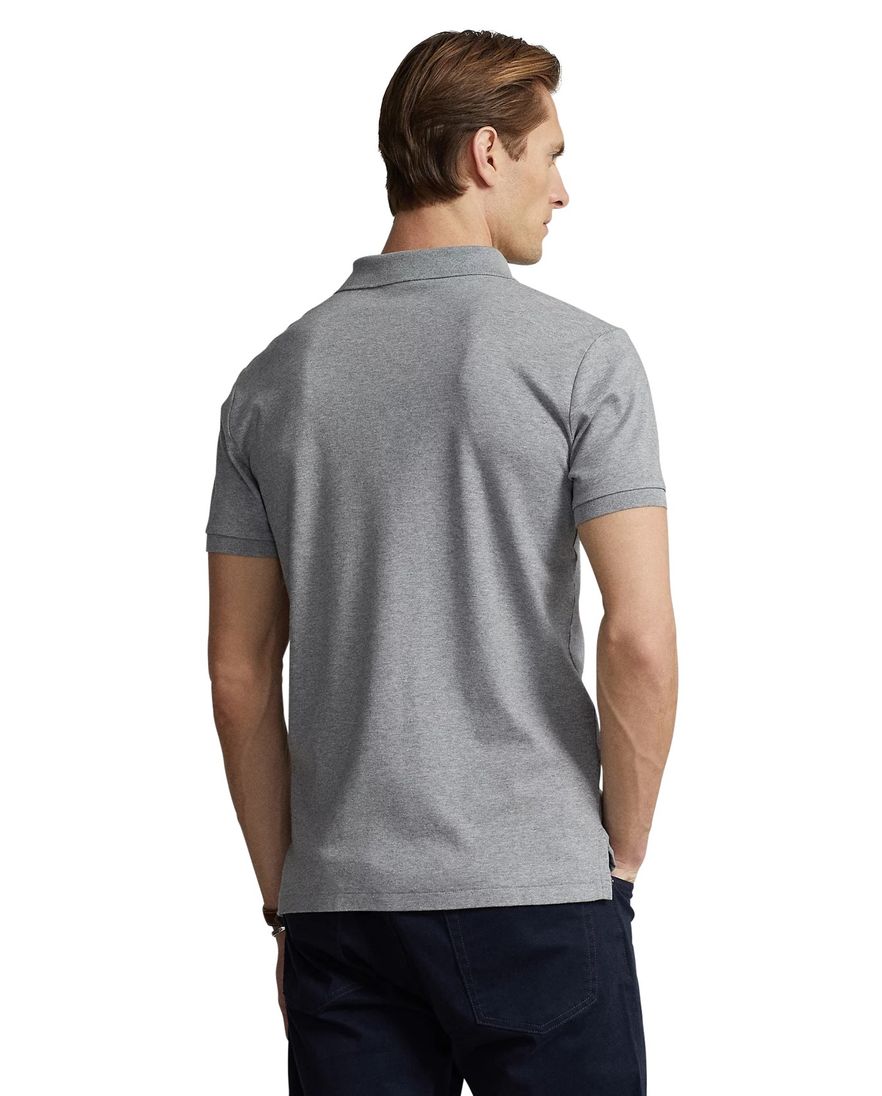 Polo Ralph Lauren polo custom slim fit grijs gemêleerd katoen 3-knoops