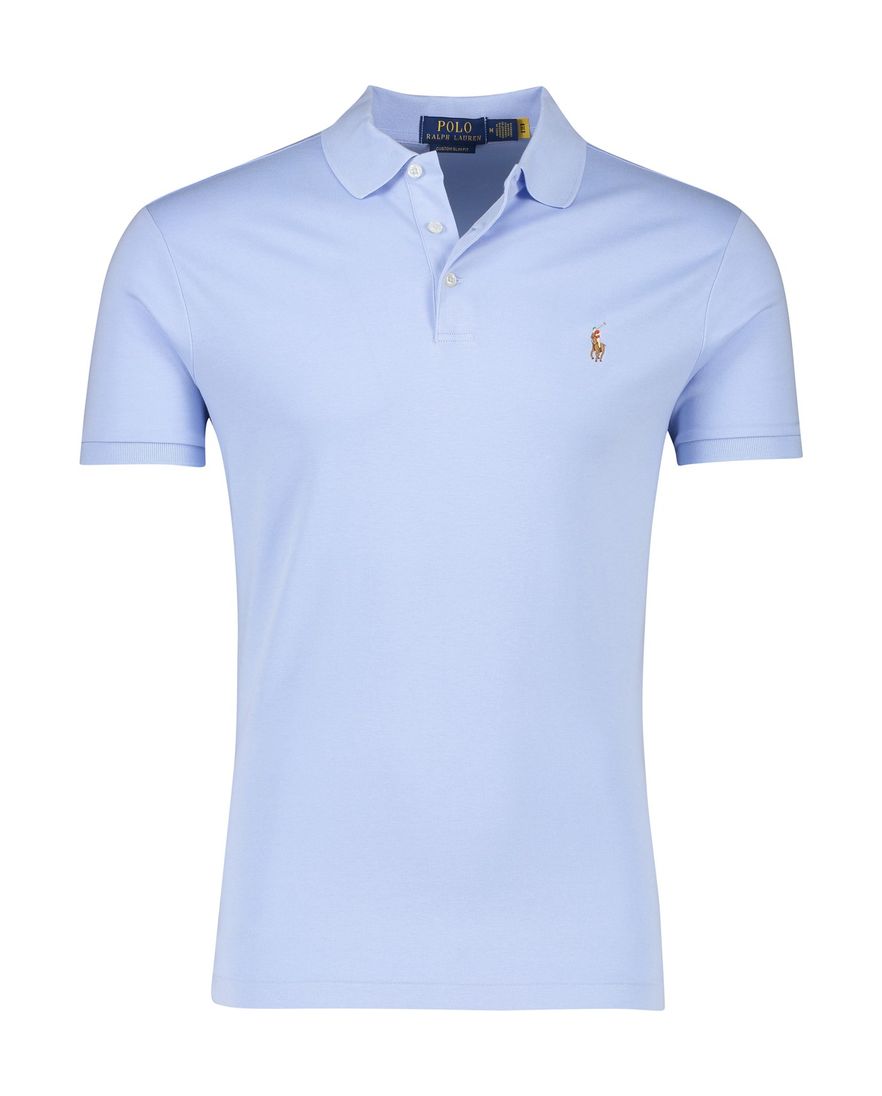 Polo Ralph Lauren polo custom slim fit lichtblauw 3-knoops katoen