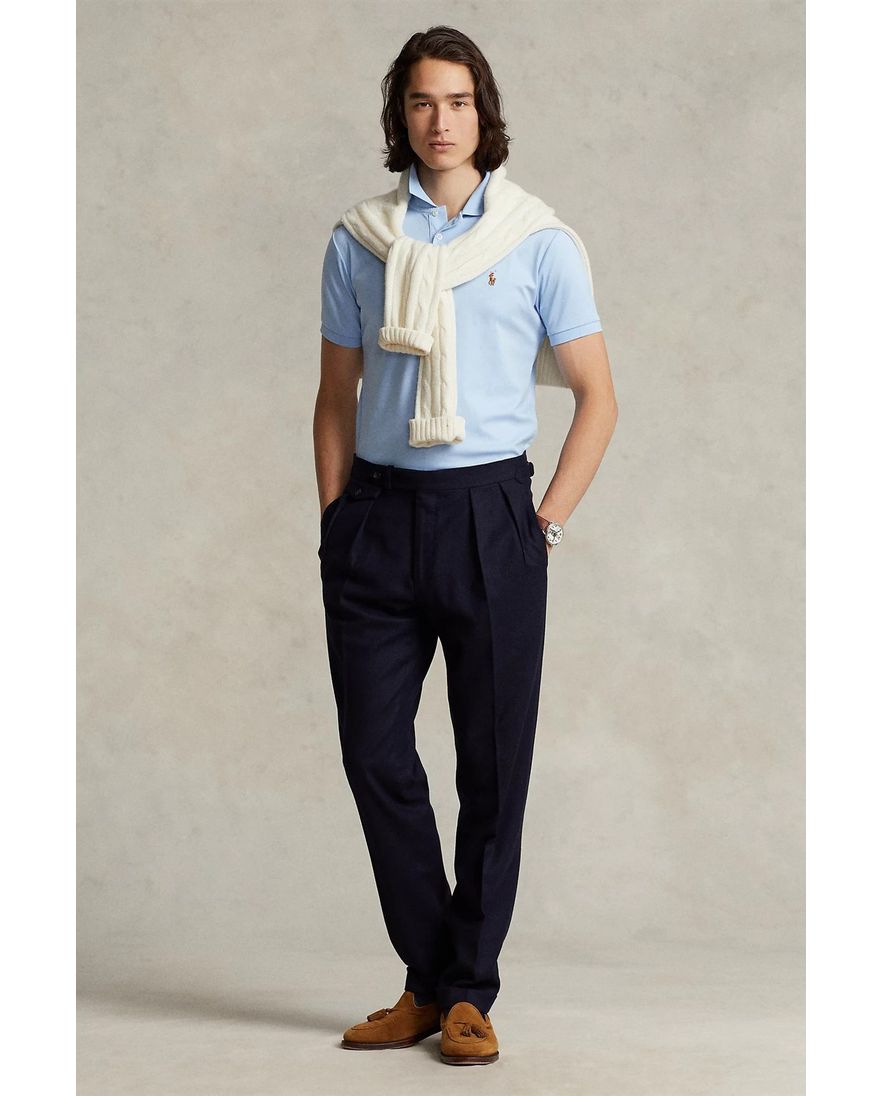 Polo Ralph Lauren polo custom slim fit lichtblauw 3-knoops katoen