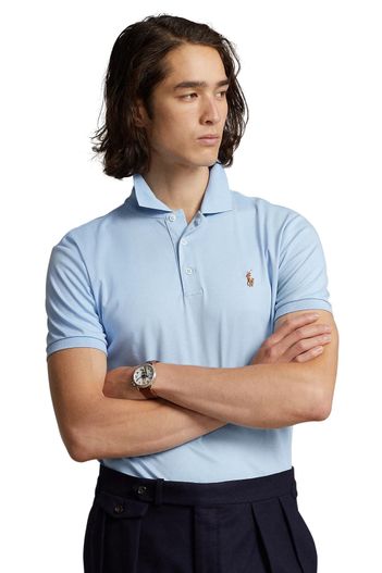 Polo Ralph Lauren Polo Ralph Lauren 3-knoops polo custom slim fit lichtblauw katoen