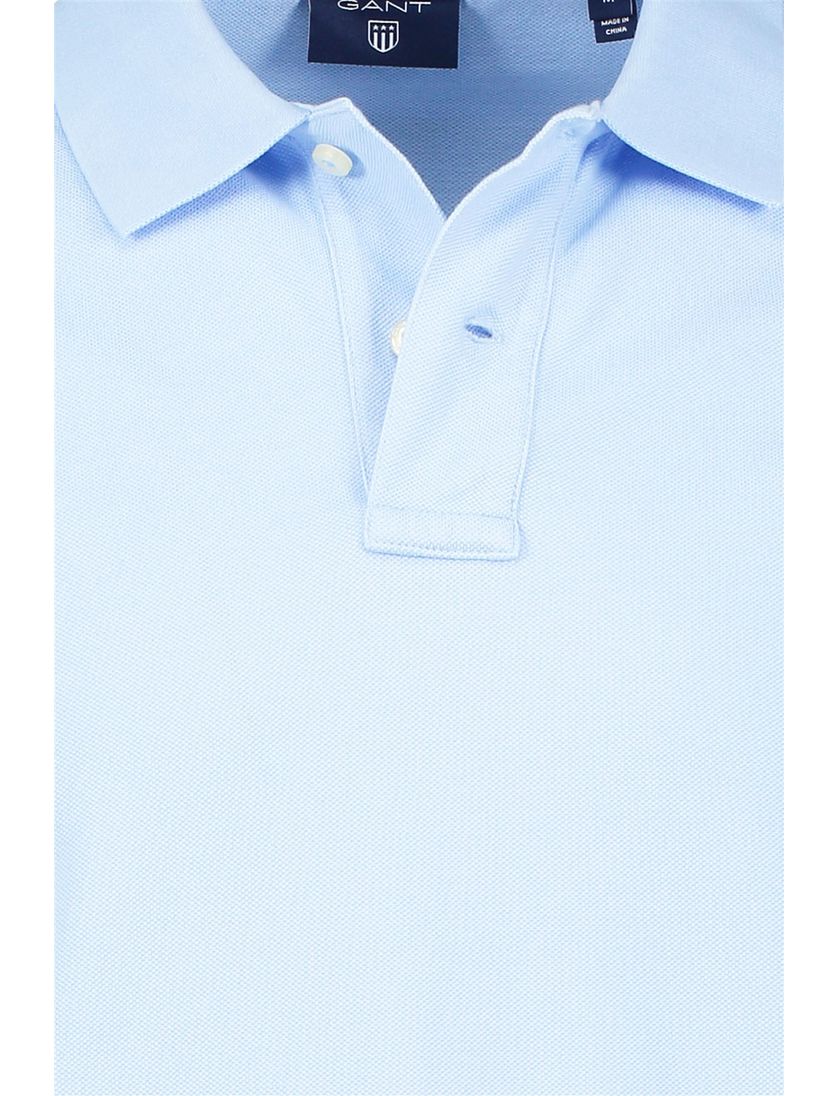 Gant polo lichtblauw effen katoen wijde fit
