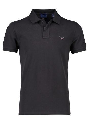 Gant Gant polo zwart effen katoen normale fit