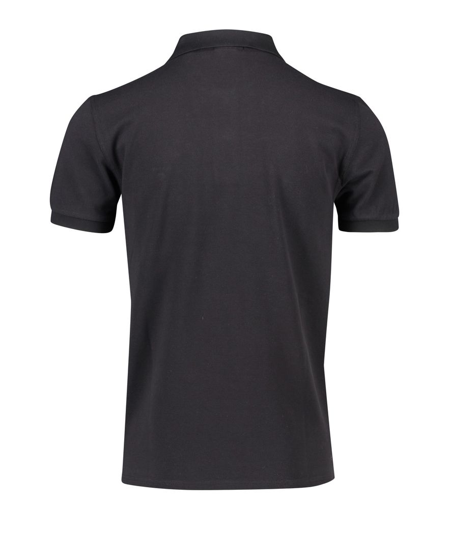 Gant poloshirt 2 knoops zwart effen met logo katoen