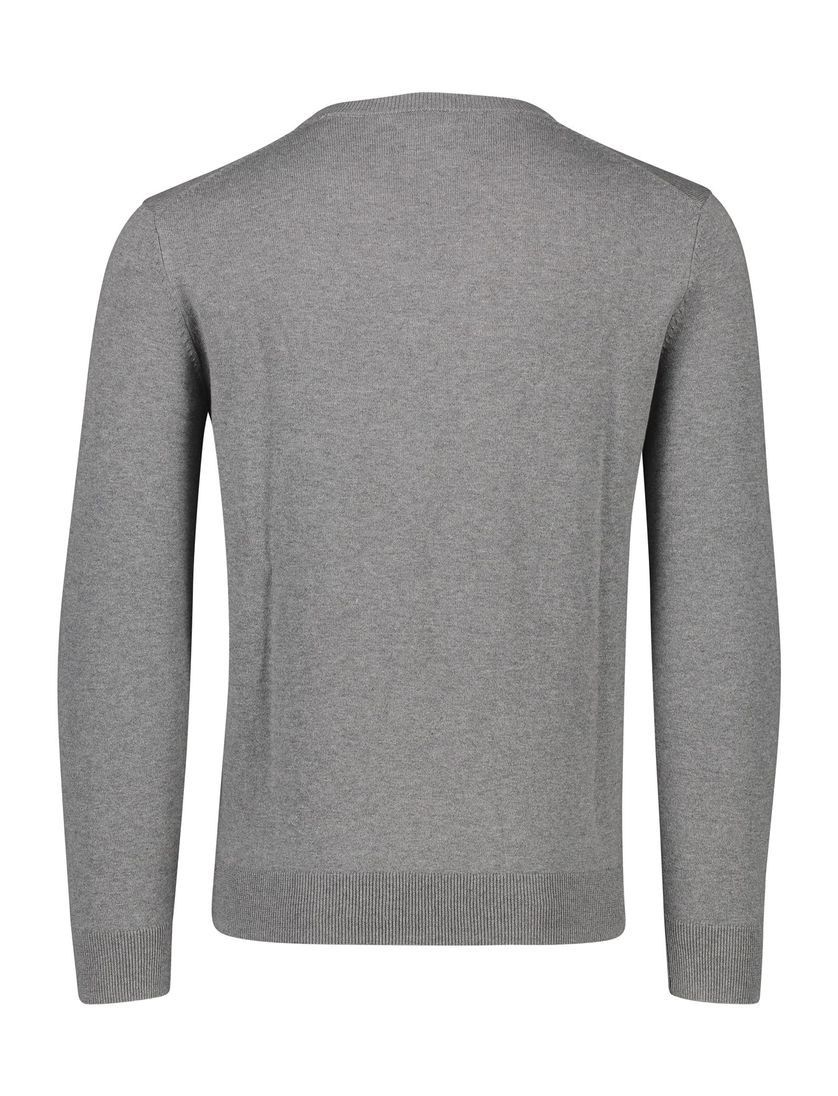 Katoenen Gant sweater v-hals effen grijs