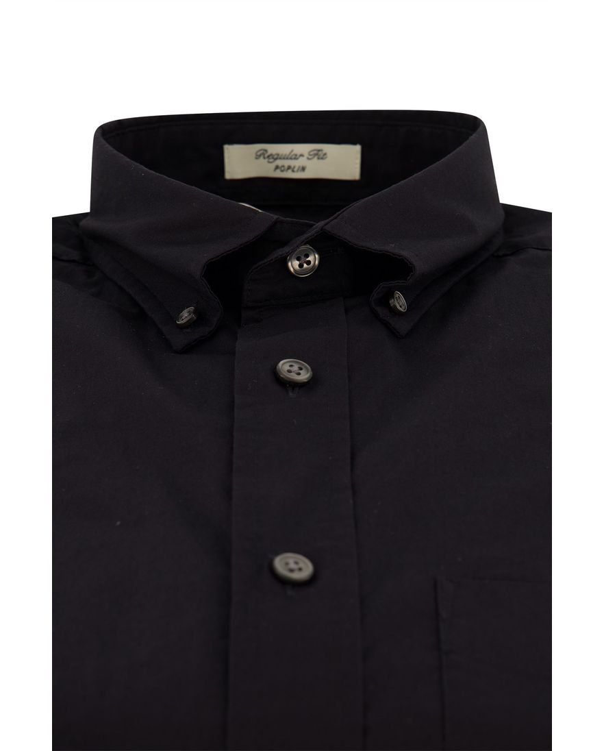 Gant overhemd normale fit effen zwart katoen