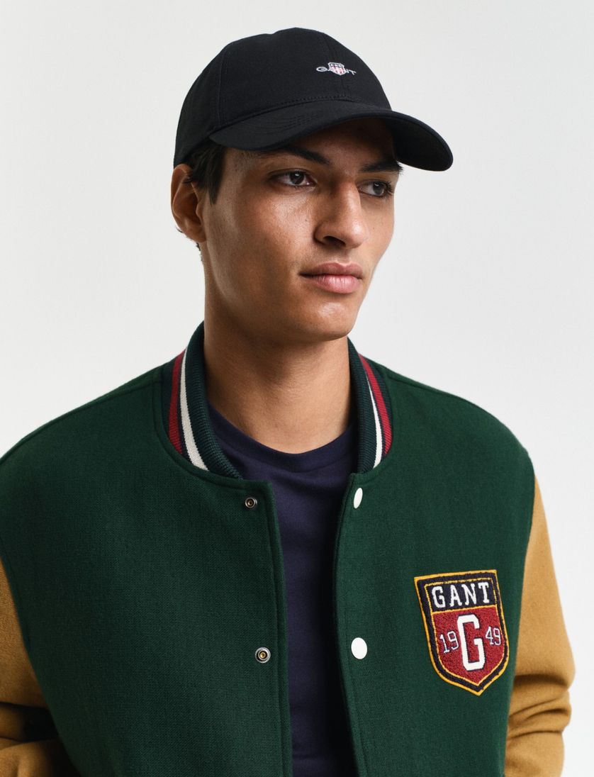 Gant katoenen cap zwart met logo