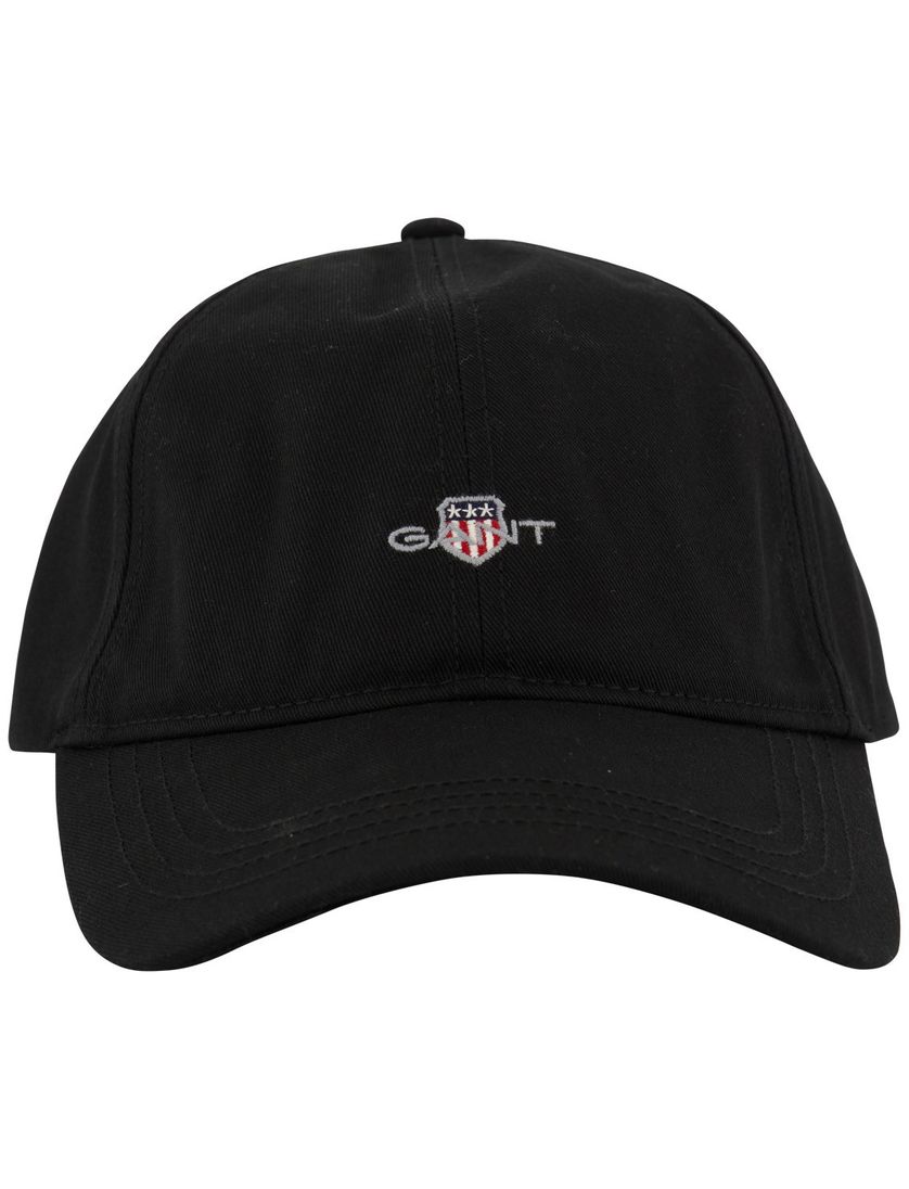 Gant katoenen cap zwart met logo