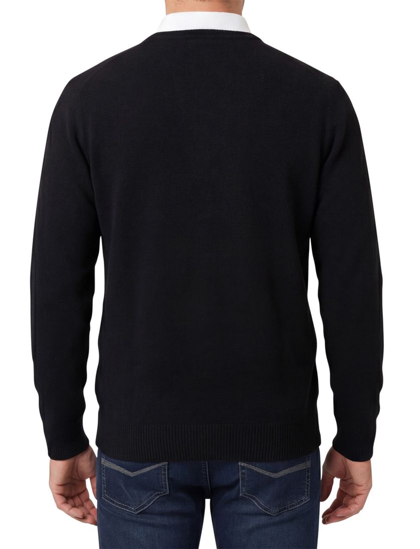 Alan Paine trui zwart classic fit lamswol v-hals