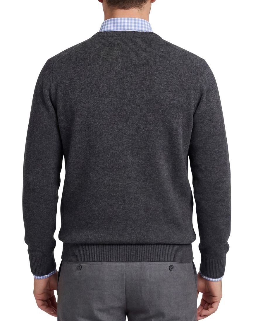 Alan Paine trui donkergrijs lamswol ruime fit v hals