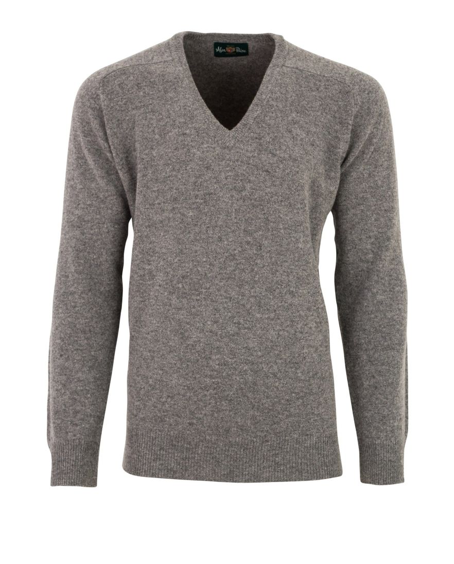 Alan Paine pullover grijs melange classic fit lamswol