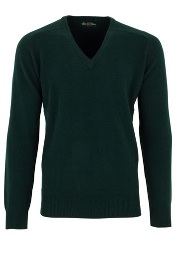 Alan Paine Alan Paine trui donkergroen ruime fit lamswol v hals