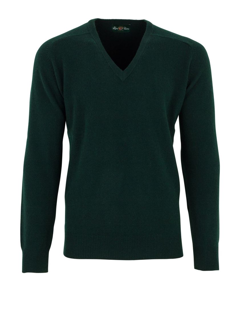 Alan Paine trui tartan green classic fit lamswol