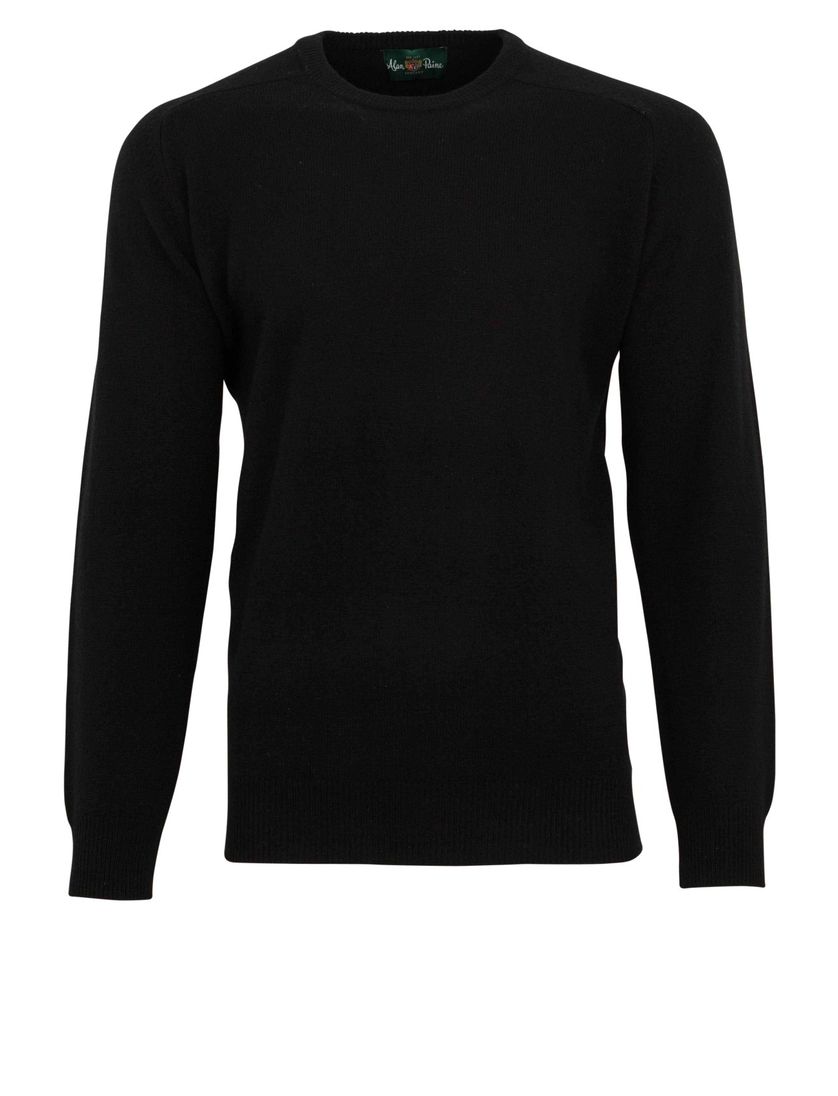 Alan Paine trui dorset zwart ronde hals lamswol