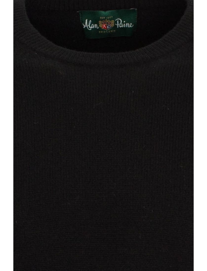 Alan Paine trui dorset zwart ronde hals lamswol
