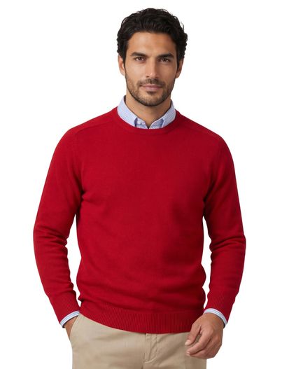 Alan Paine Alan Paine trui dubonnet red ruime fit ronde hals