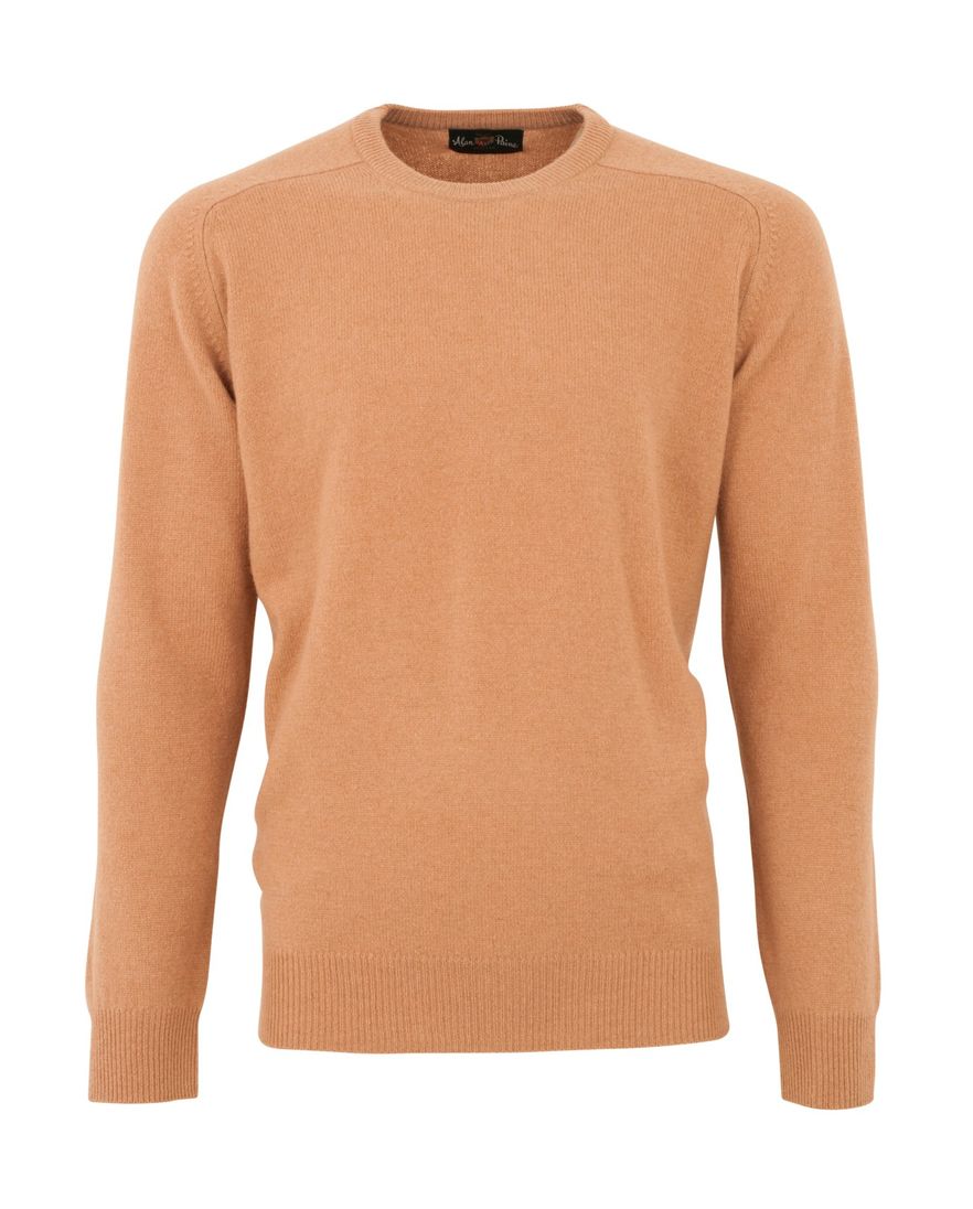Alan Paine pullover lamswol camel lamswol ronde hals