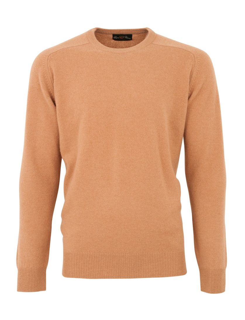 Alan Paine trui light camel classic fit ronde hals