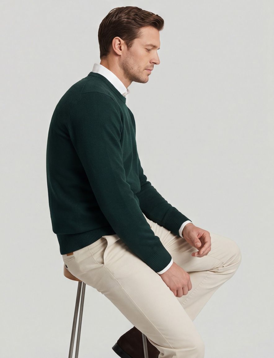 Alain Paine trui ronde hals donkergroen