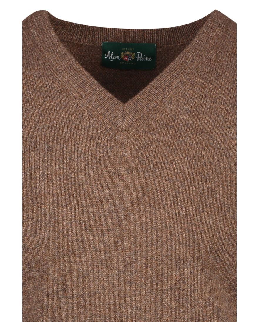 Alan Paine lamswol trui v-hals bruin
