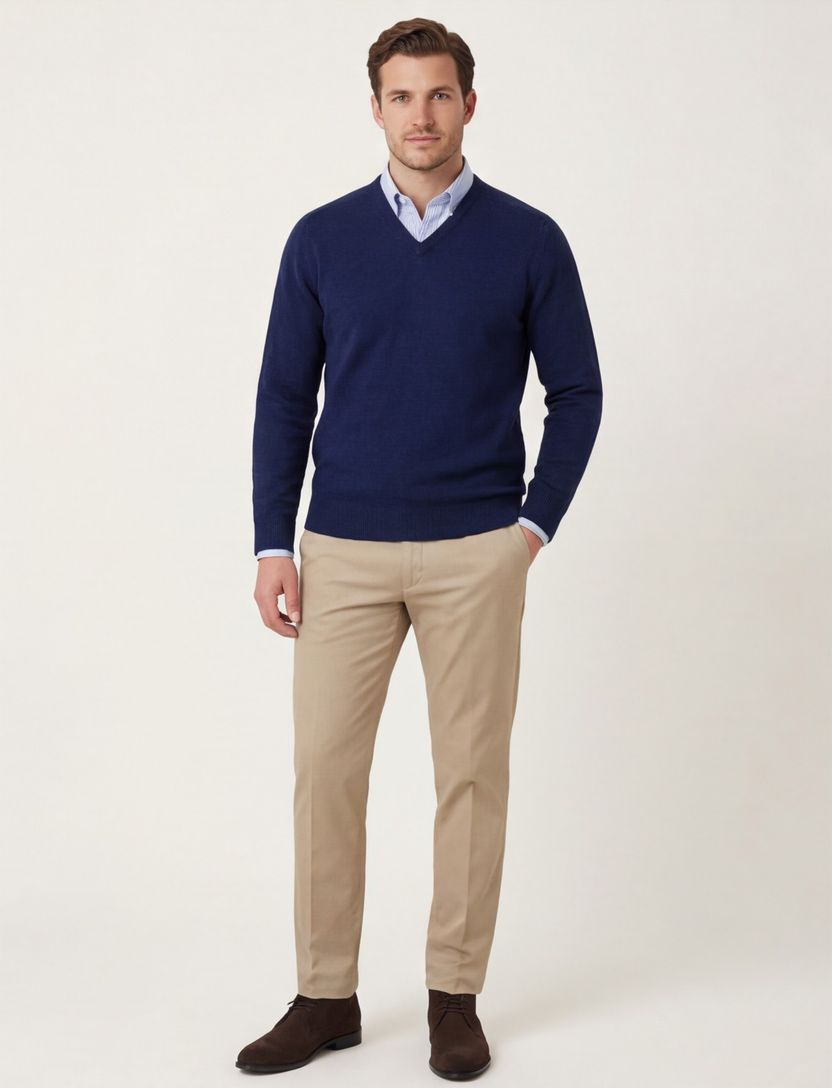 Alan Paine trui v-hals Indigo