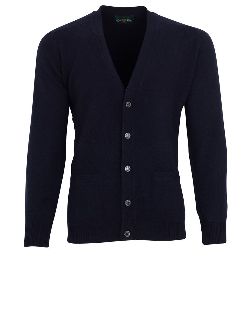 Alan Paine vest donkerblauw effen lamswol knopen