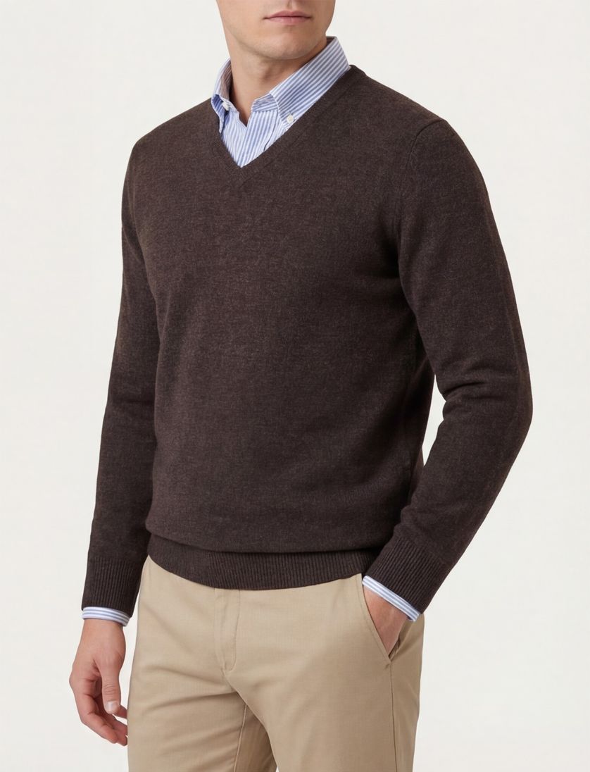 Alan Paine trui v-hals Hampshire cocoa