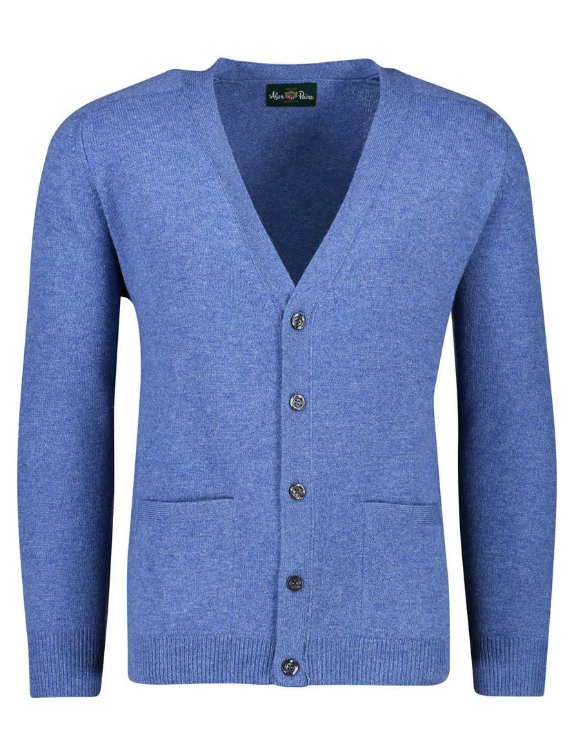 Alan Paine lamswollen vest knopen blauw
