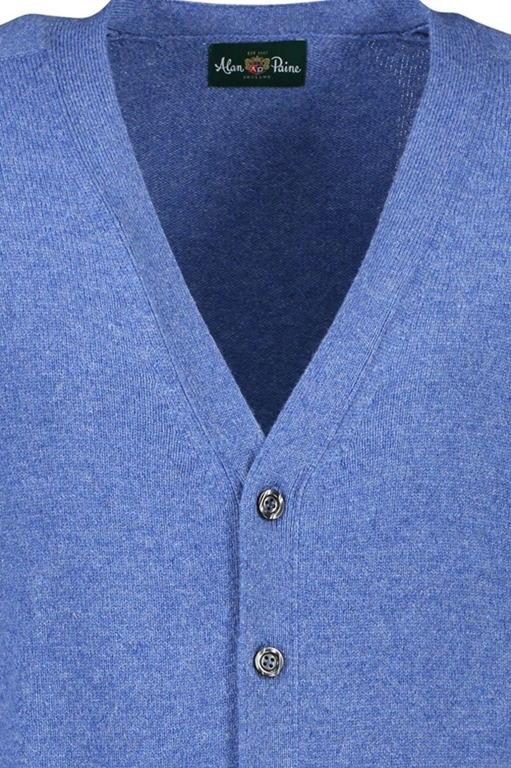 Alan Paine lamswollen vest knopen blauw