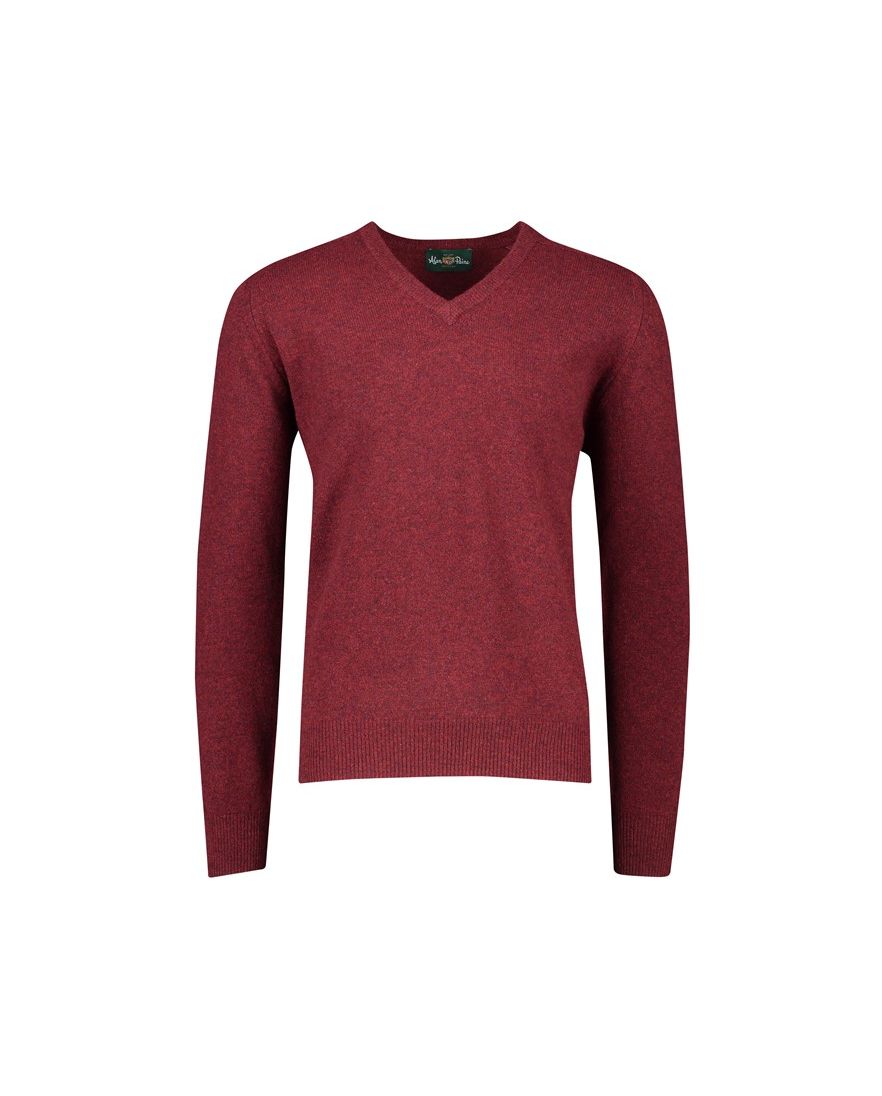 Alan Paine trui v-hals bordeaux effen lamswol wijde fit