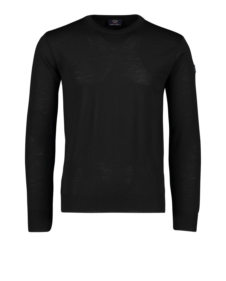 Paul & Shark pullover merino zwart ronde hals