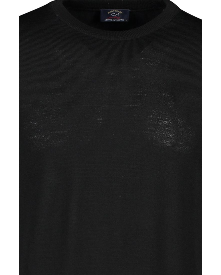 Paul & Shark pullover merino zwart ronde hals