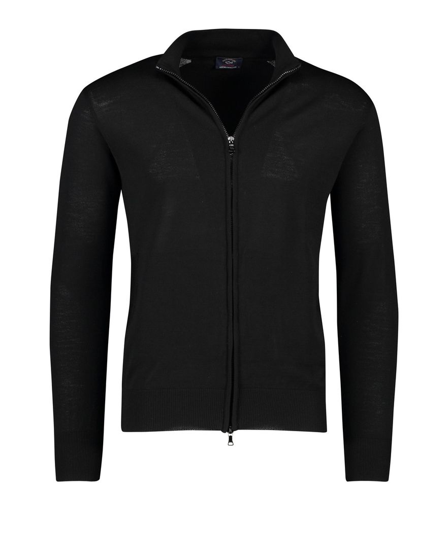 Paul & Shark vest merinowol zwart rits