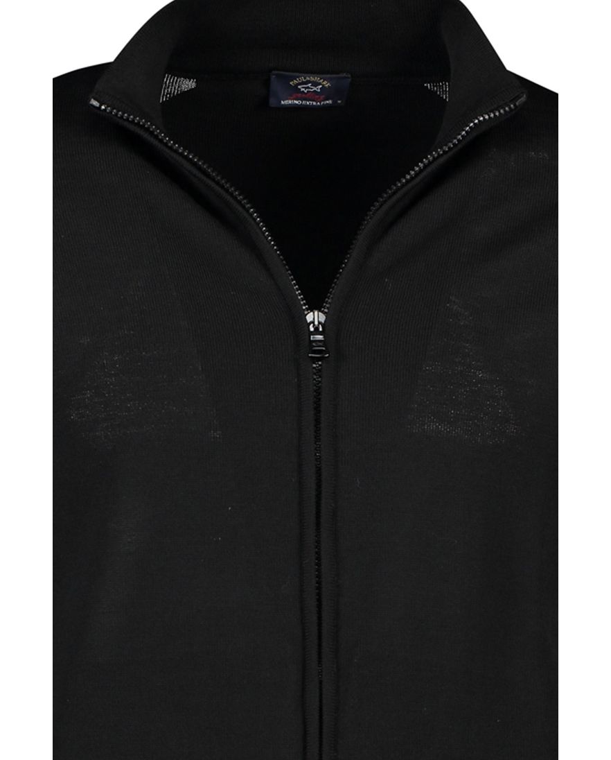 Paul & Shark vest merinowol zwart rits