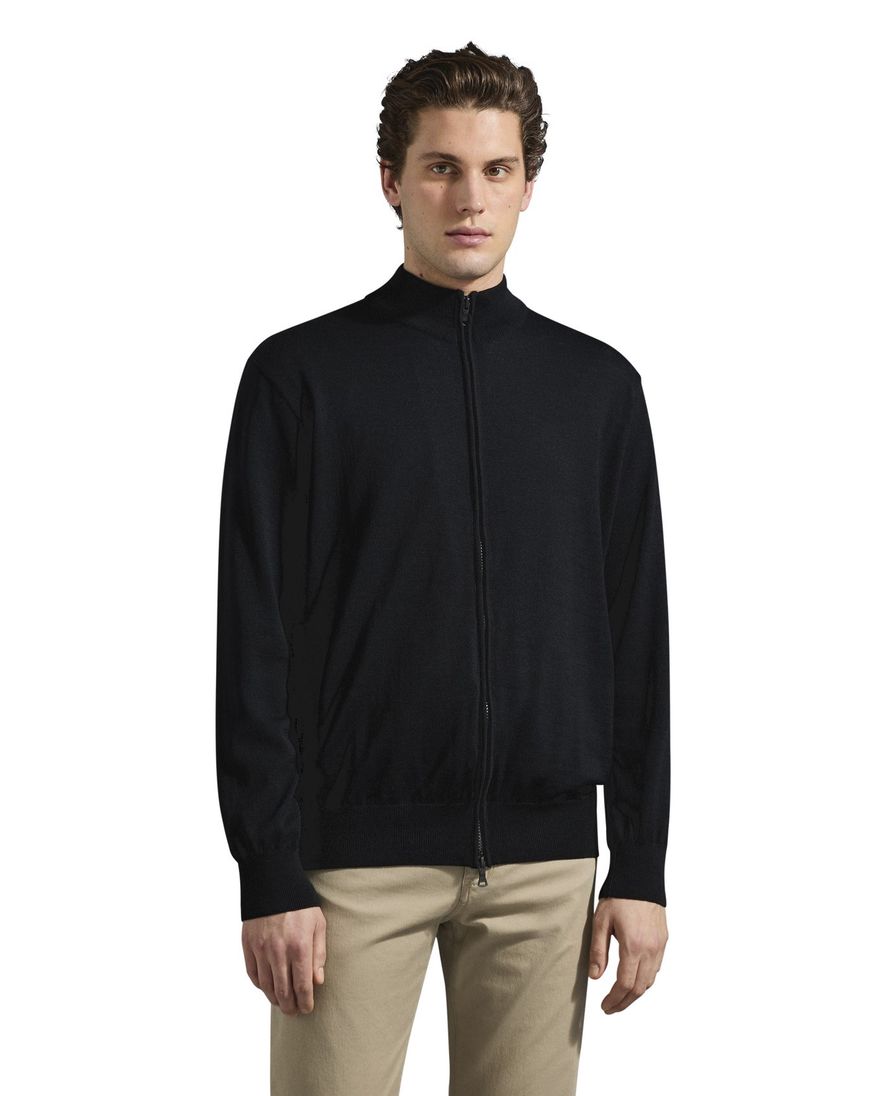 Paul & Shark vest merinowol zwart rits