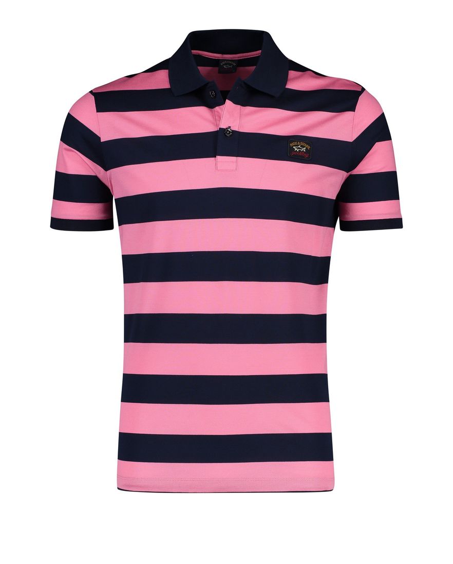Paul & Shark polo wijde fit katoen roze gestreept