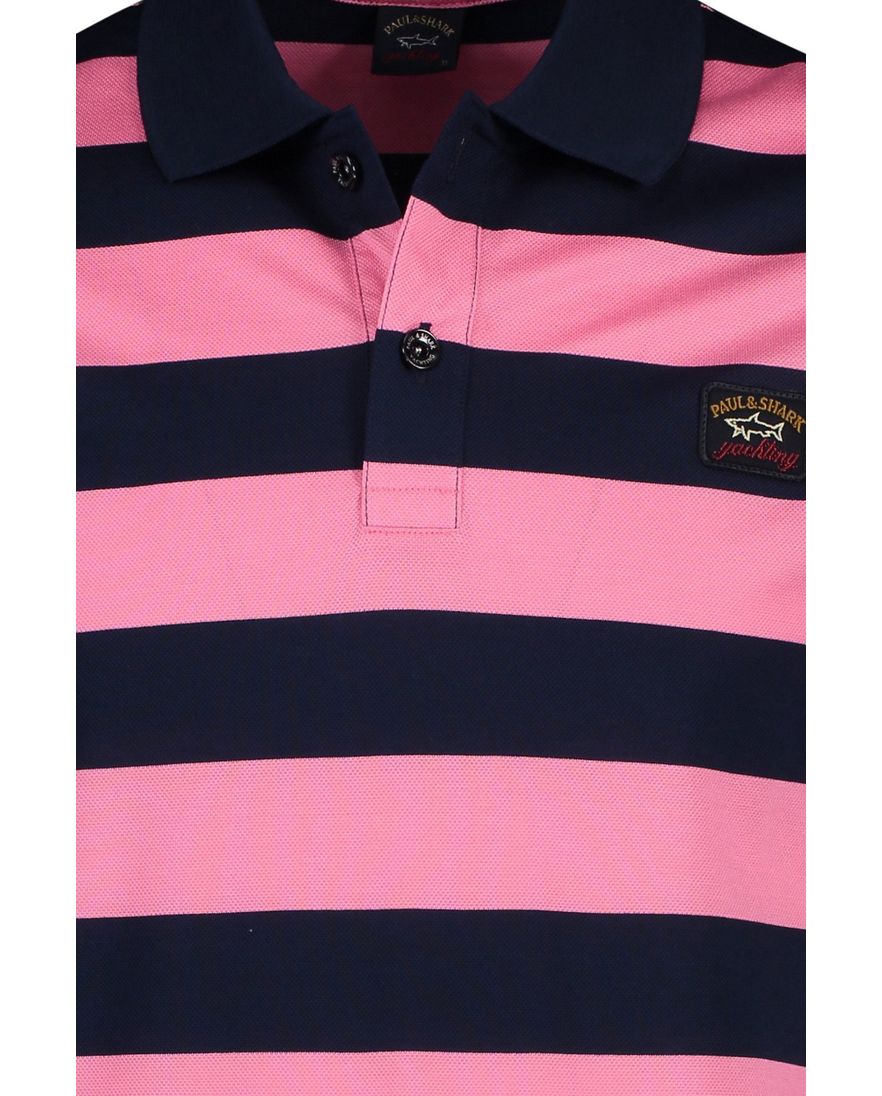 Paul & Shark polo wijde fit katoen roze gestreept