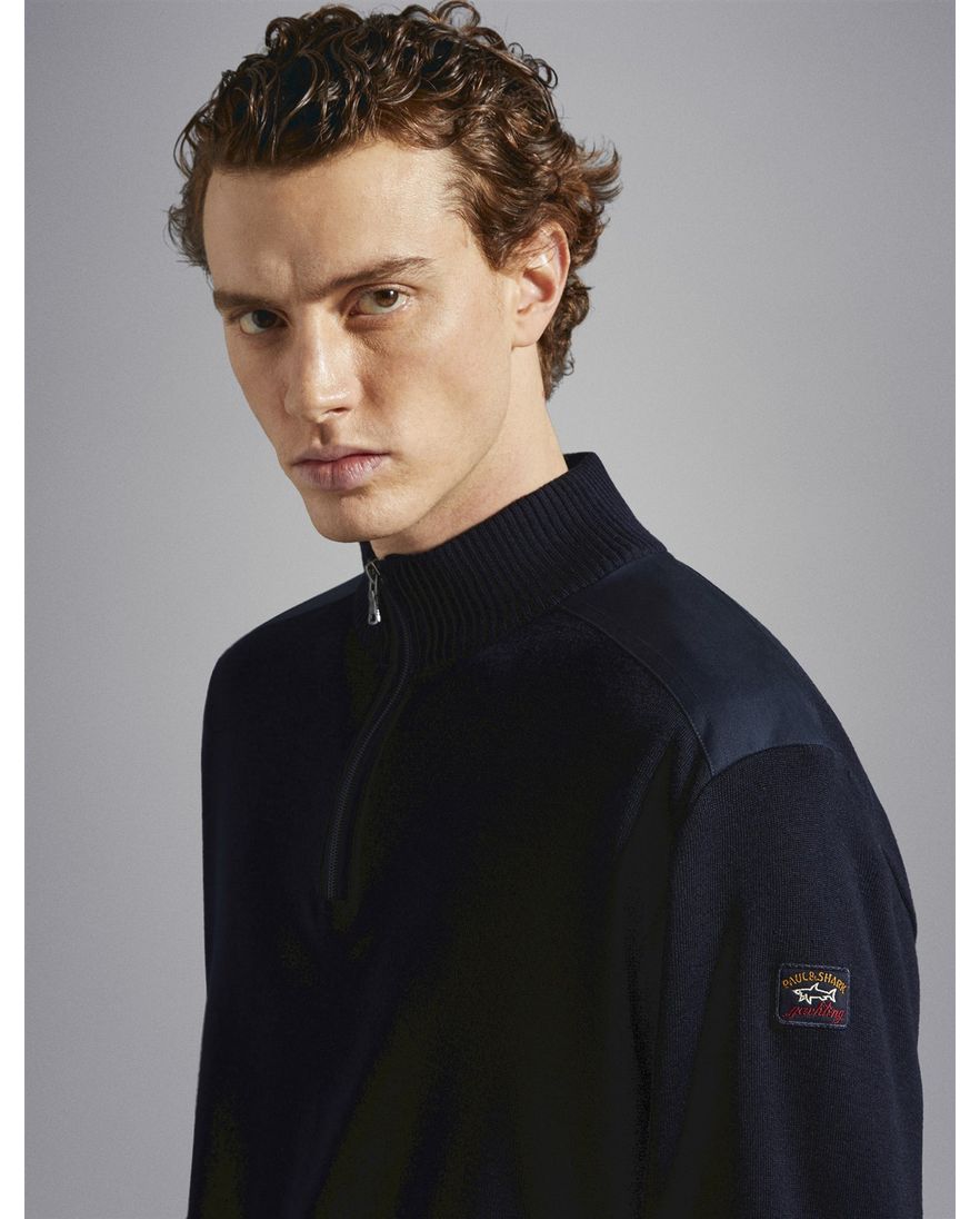Paul & Shark trui met rits donkerblauw