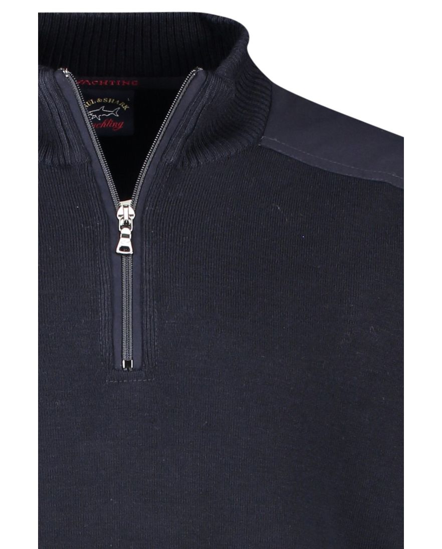 Paul & Shark trui met rits donkerblauw