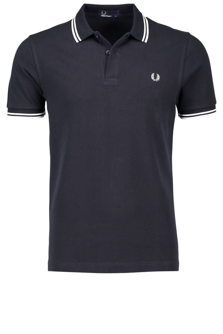 Fred Perry polo Twin Tipped normale fit donkerblauw effen katoen