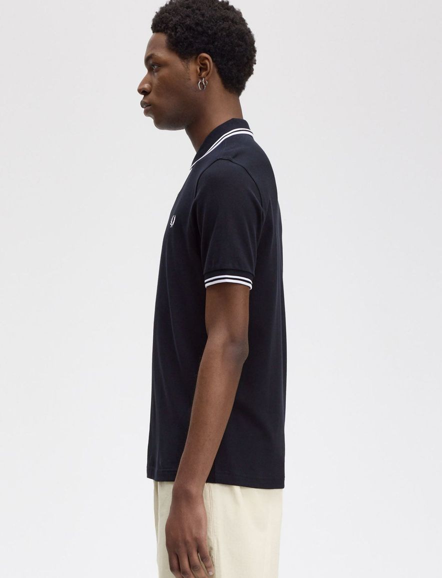 Fred Perry polo Twin Tipped normale fit donkerblauw effen katoen