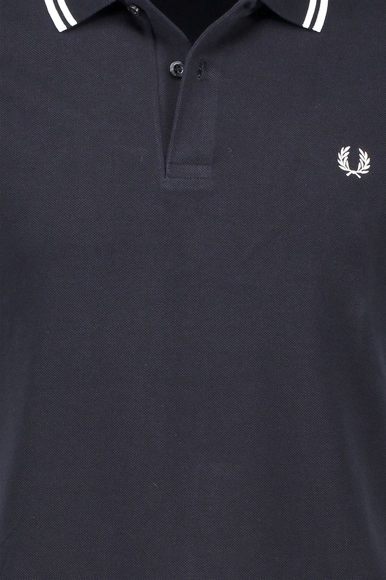 Fred Perry polo Twin Tipped normale fit donkerblauw effen katoen