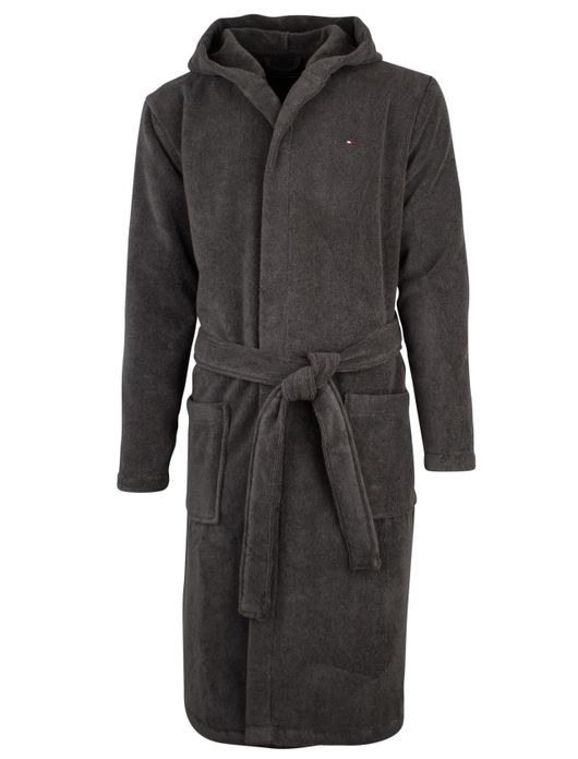 Badjas Tommy Hilfiger donkergrijs met capuchon