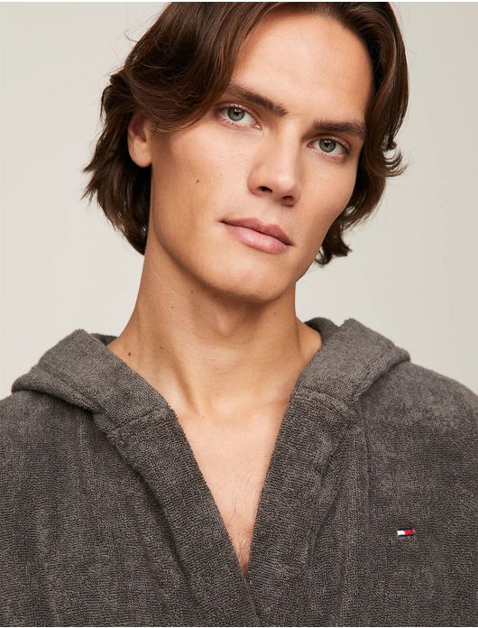 Badjas Tommy Hilfiger donkergrijs met capuchon