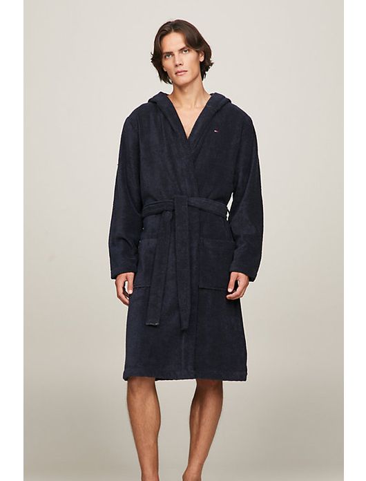 Badjas Tommy Hilfiger donkergrijs met capuchon