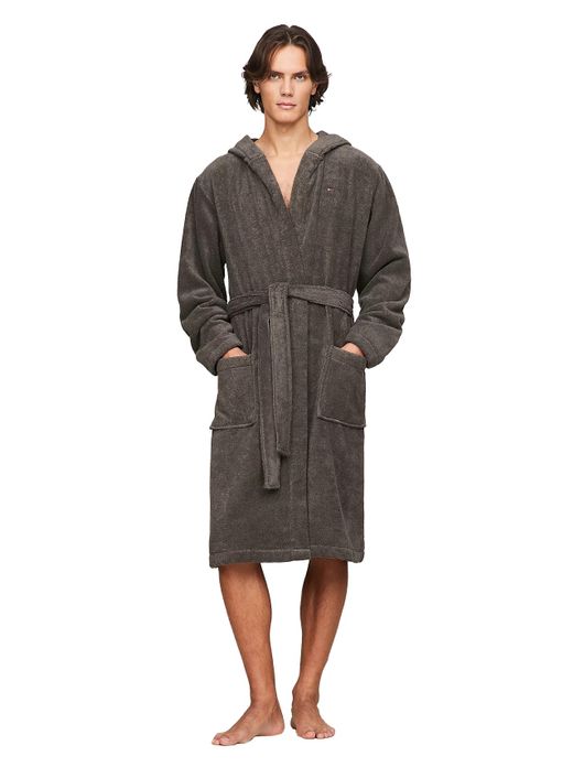 Badjas Tommy Hilfiger donkergrijs met capuchon
